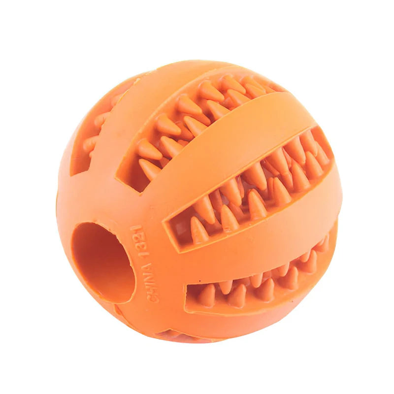 Rubber Treat Ball Dog Toy – Interactive Chew & Dental Cleaning Toy for Dogs