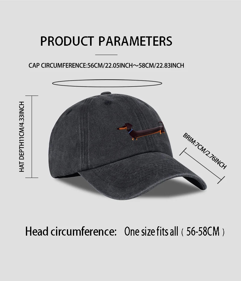Dachshund Baseball Cap – Vintage Washed Dog Lover Hat