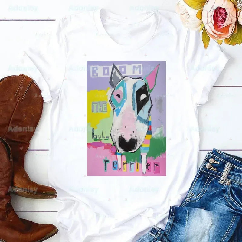Bull Terrier T-Shirt — Cute Dog Group Graphic Tee for Women (S–XXXL)