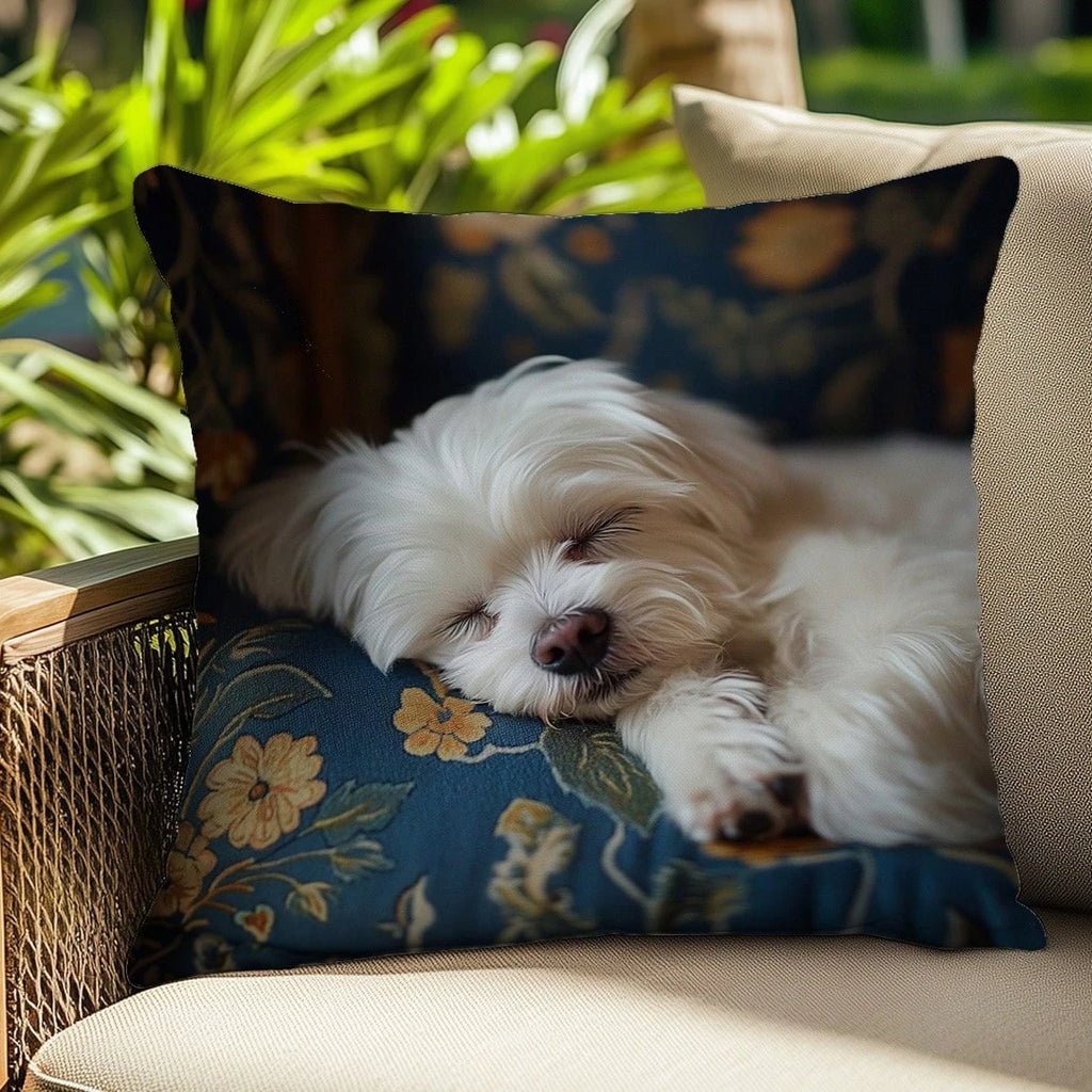 Cute Sleeping Dog Pillow Cover — Double-Sided Cushion Case 45×45cm
