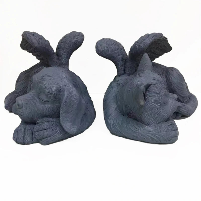 Dog & Cat Angel Memorial Statue — Resin Pet Grave Marker with Wings