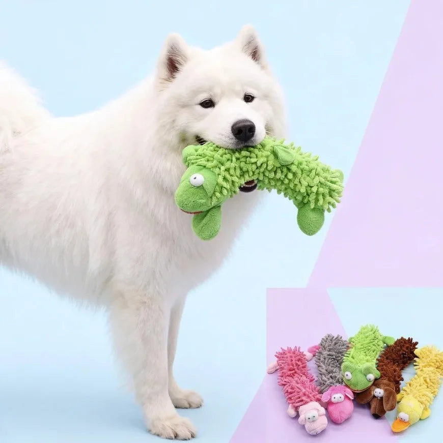 Squeaky Mop Fur Plush Dog Toy – Bite-Resistant Chew Toy