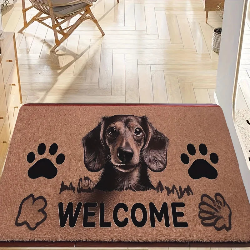 Dachshund Welcome Rug — Velvet Flannel Floor Mat for Dog Lovers