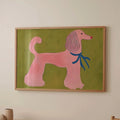 Pink Poodle Wall Art Print – Whimsical Animal Illustration, Playful Mid Century Modern Pet Decor