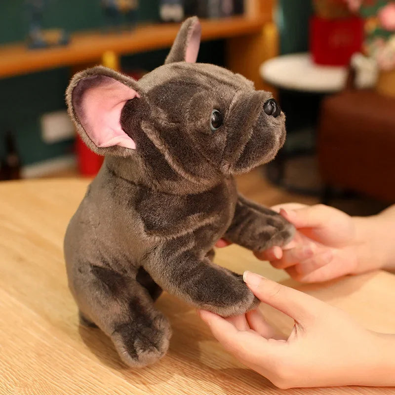 Realistic Bulldog Plush Toy – 28cm Lifelike Stuffed Bulldog in Black or Grey