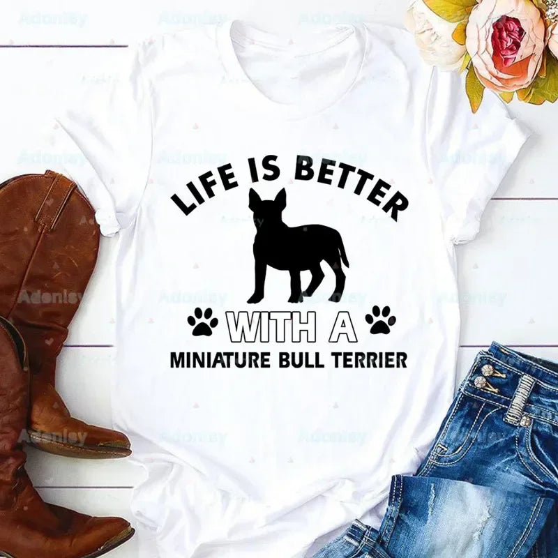 Bull Terrier T-Shirt — Cute Dog Group Graphic Tee for Women (S–XXXL)
