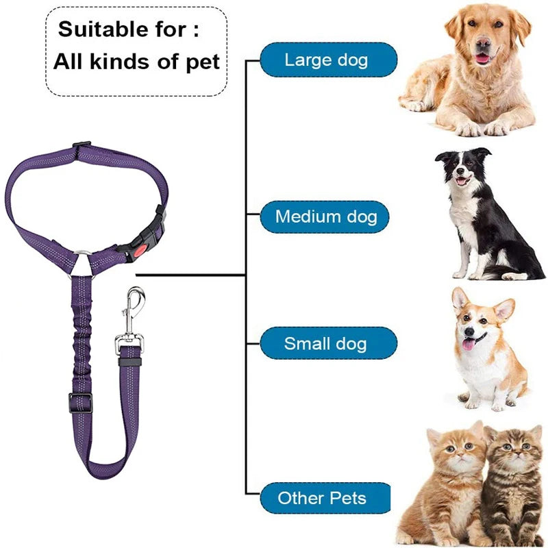 Adjustable Dog Car Seat Belt – Safety Harness Clip for Dogs & Cats