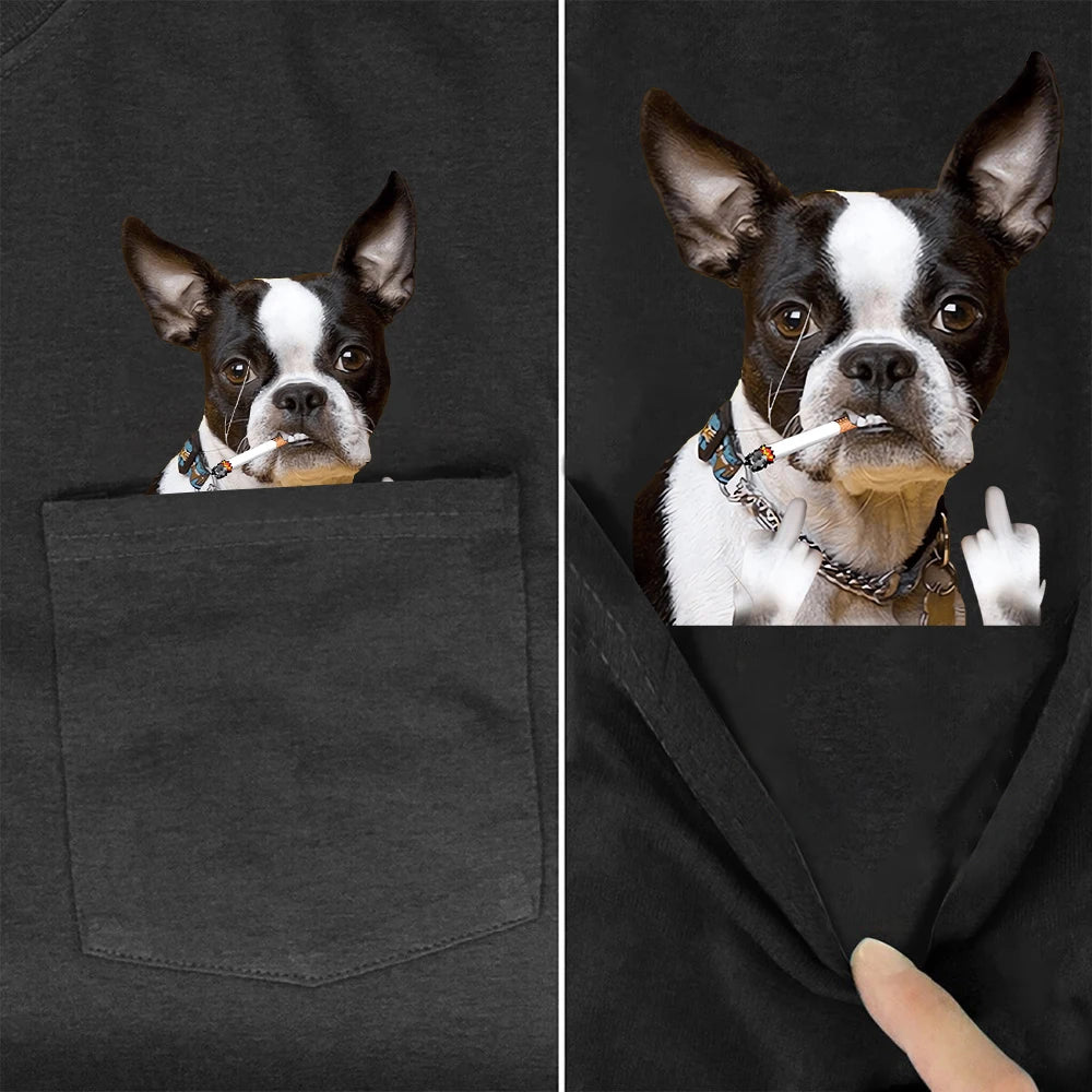 French Bulldog Smoking & Middle Finger Print T-Shirt – Funny Dog Lover Tee