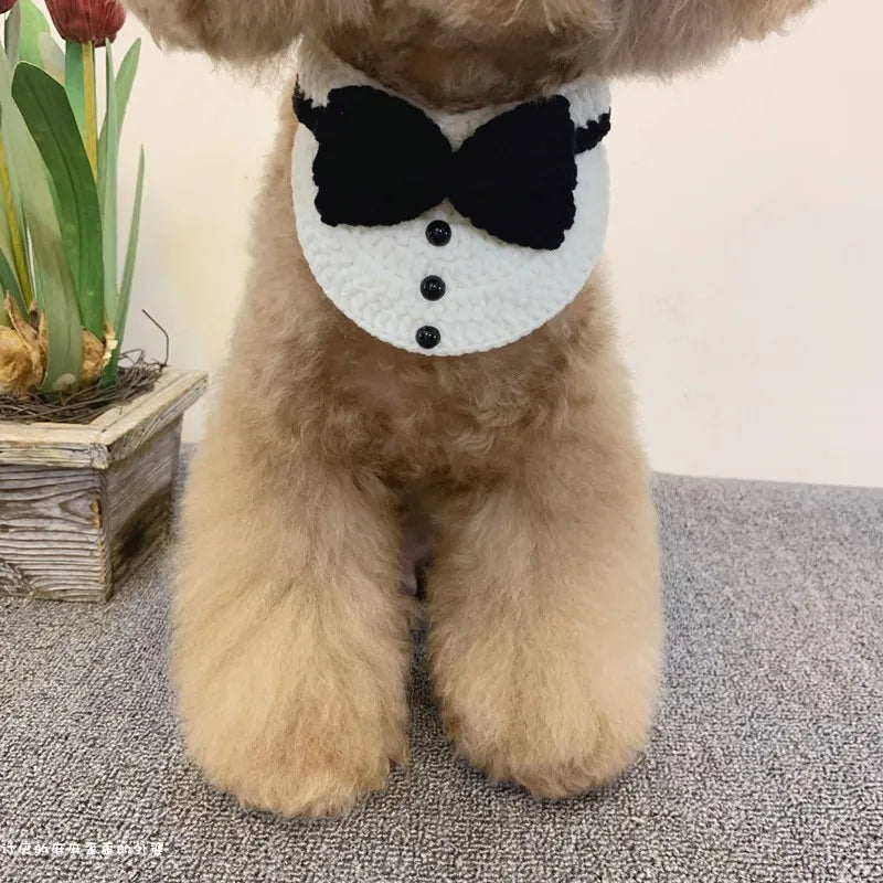 Hand-Knitted Dog Bib Scarf — Cute Cotton Collar for Small Dogs & Cats
