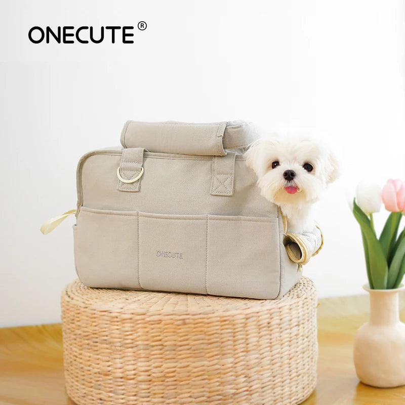Portable Shoulder Dog Carrier Bag — Cotton Handbag for Small Dogs & Cats