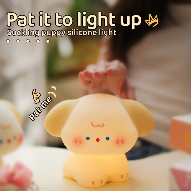 Squishy Dog Night Light – Rechargeable LED Silicone Touch Lamp with 3 Brightness Levels
