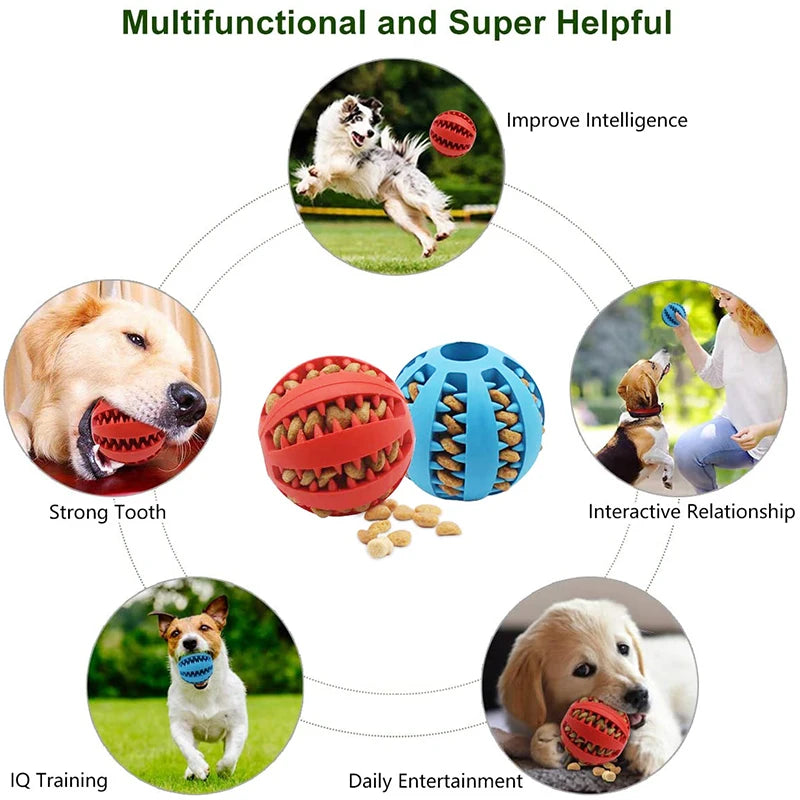Rubber Treat Ball Dog Toy – Interactive Chew & Dental Cleaning Toy for Dogs