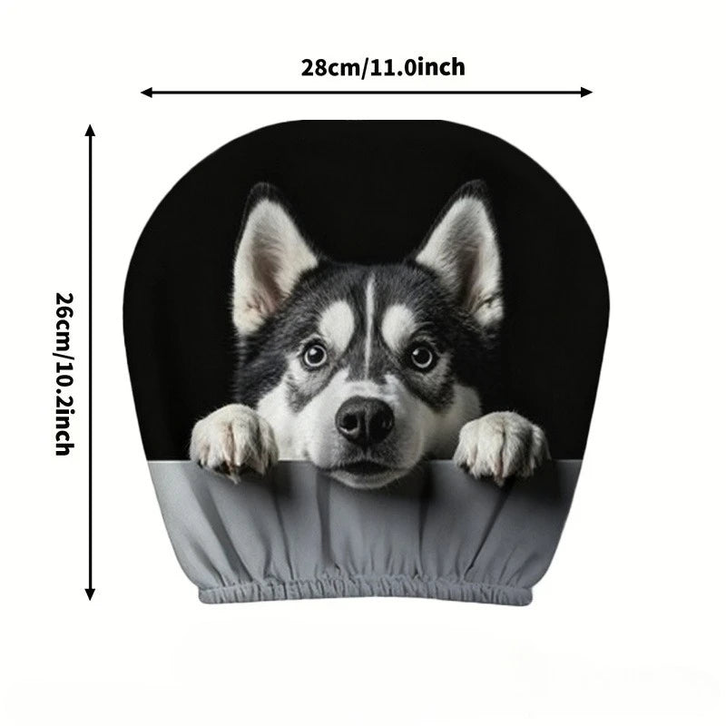 Husky Dog Car Headrest Covers – Set of 2 with Cute Husky Face Print