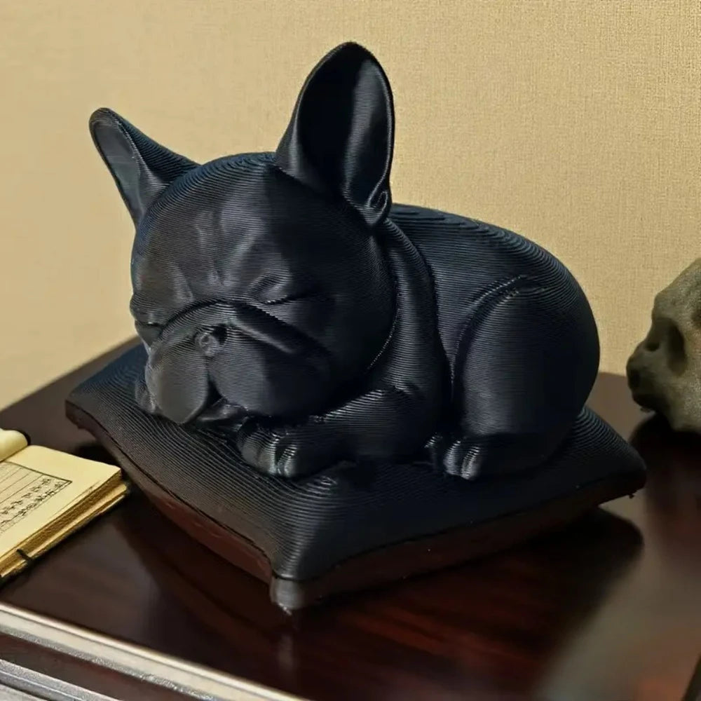 Sleeping Bulldog Statue Ornament – Pillow-Style Bulldog Figurine for Home & Office Decor
