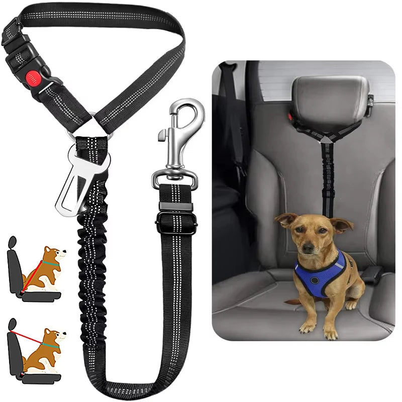Adjustable Dog Car Seat Belt – Safety Harness Clip for Dogs & Cats