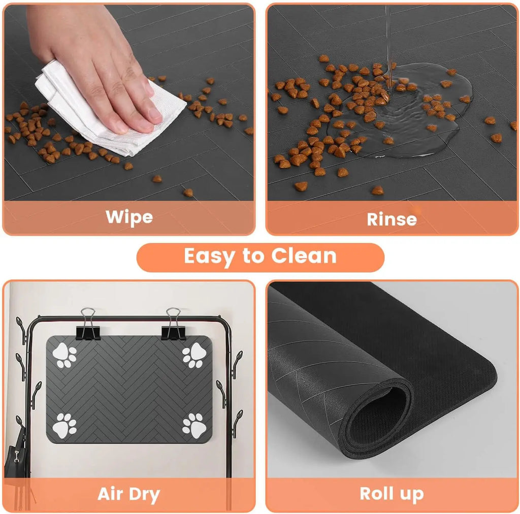 Absorbent Pet Feeding Mat with Non-Slip Waterproof Backing