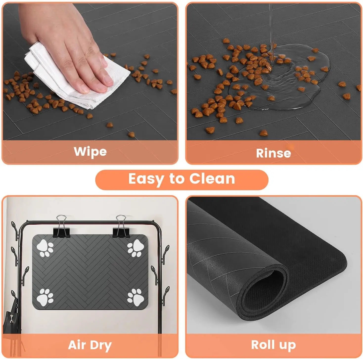 Absorbent Pet Feeding Mat with Non-Slip Waterproof Backing
