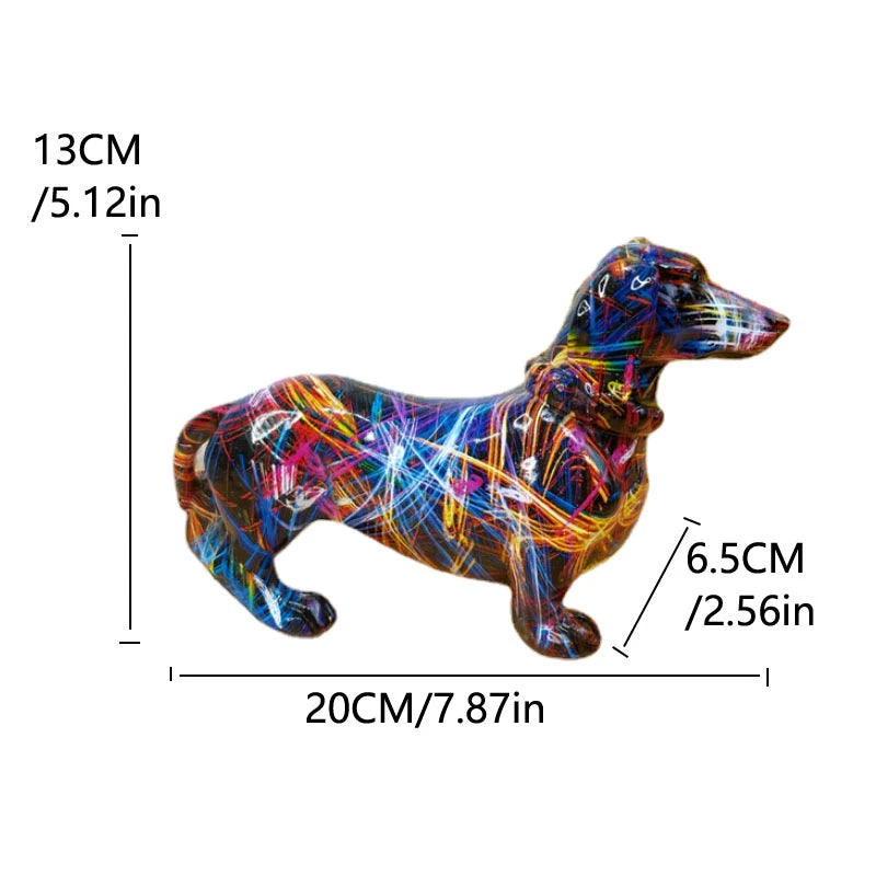 Colorful Dachshund Figurine – Hand-Painted Resin Decoration
