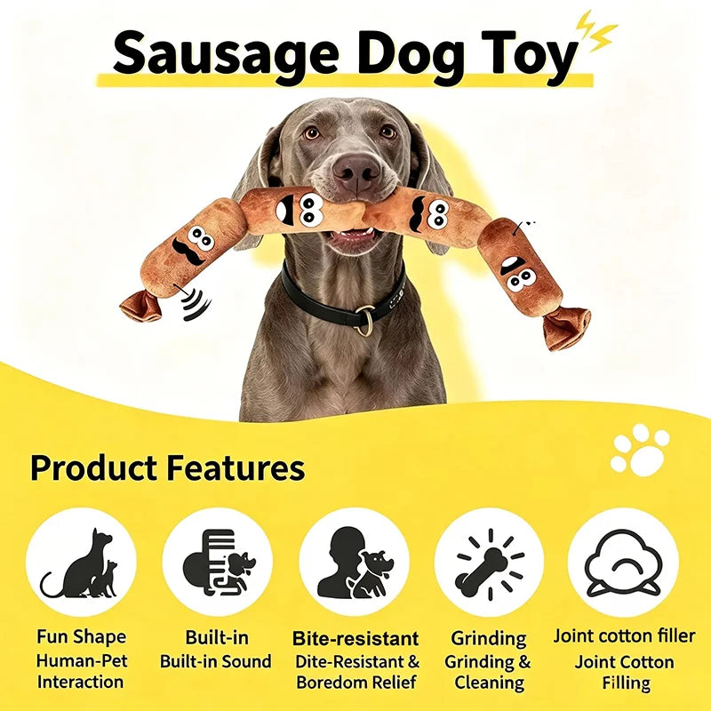 Squeaky Sausage Dog Toy – Plush Chew & Interactive Play