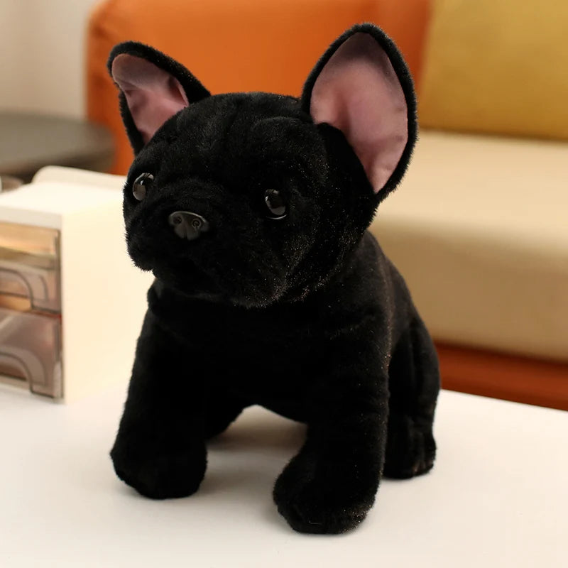 Realistic Bulldog Plush Toy – 28cm Lifelike Stuffed Bulldog in Black or Grey