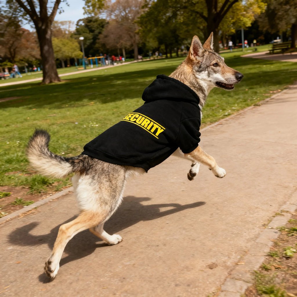 SECURITY Dog Hoodie – Fleece-Lined Pullover for Medium to Large Dogs