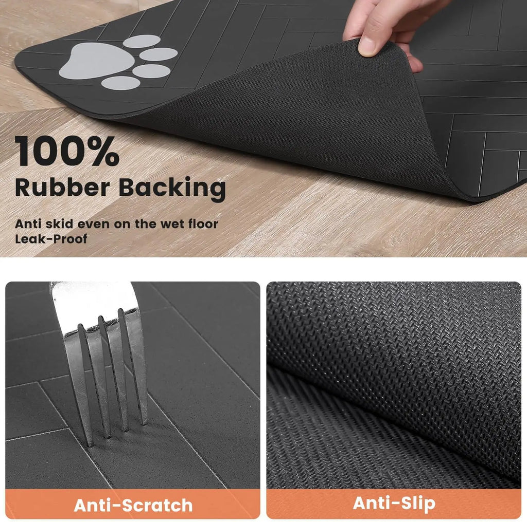Absorbent Pet Feeding Mat with Non-Slip Waterproof Backing