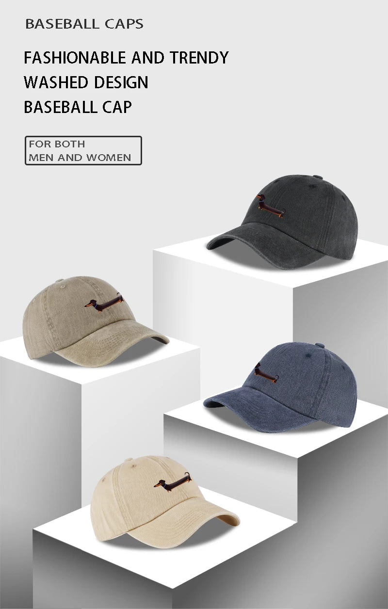 Dachshund Baseball Cap – Vintage Washed Dog Lover Hat