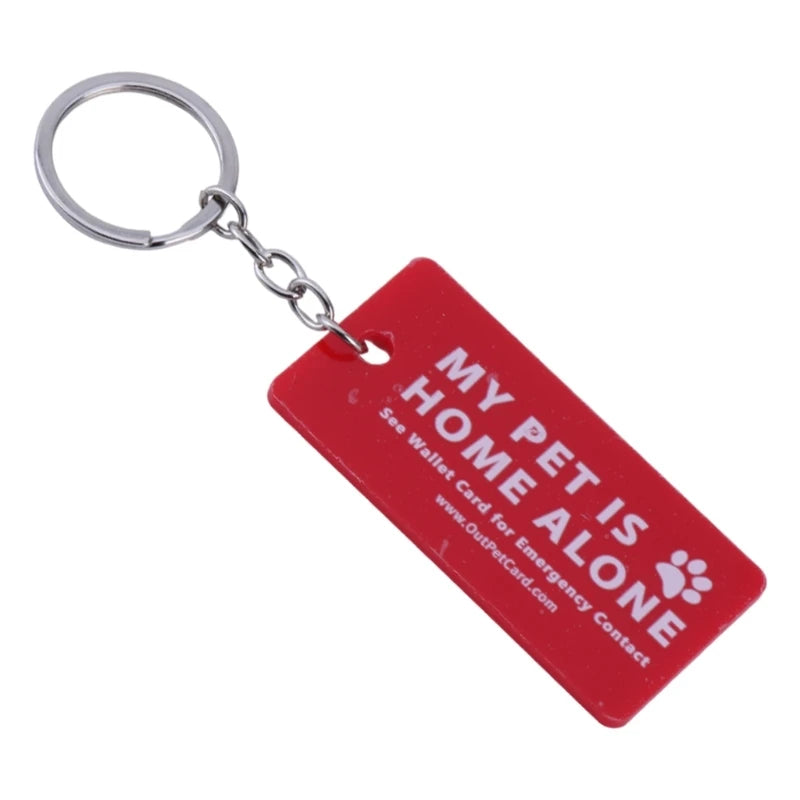 Pet Home Alone Emergency Keychain — Dog & Cat Contact Card Key Tag