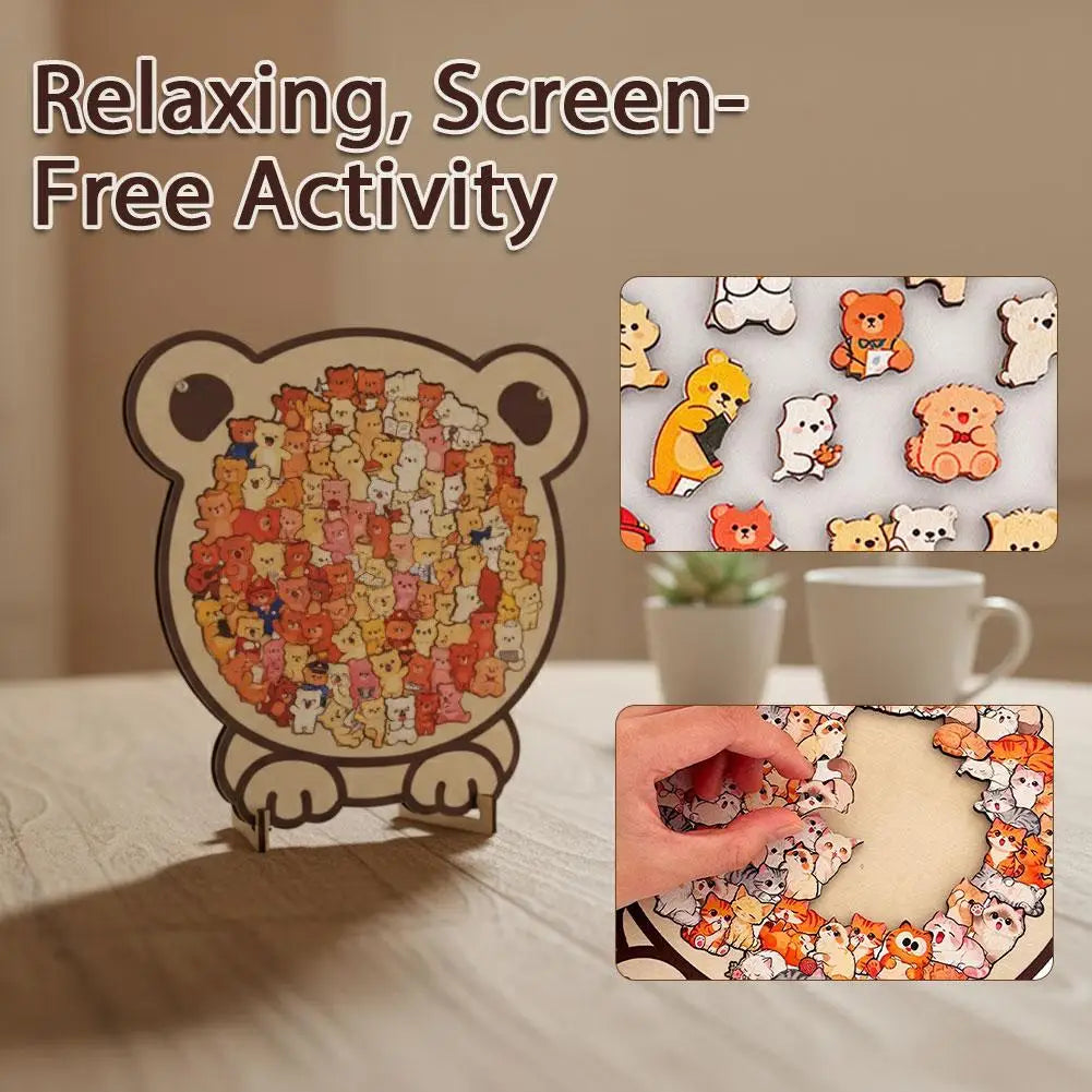 Pet Shaped Wooden Jigsaw Puzzle – 108-Piece Irregular Wood Puzzle for Cat & Dog Lovers