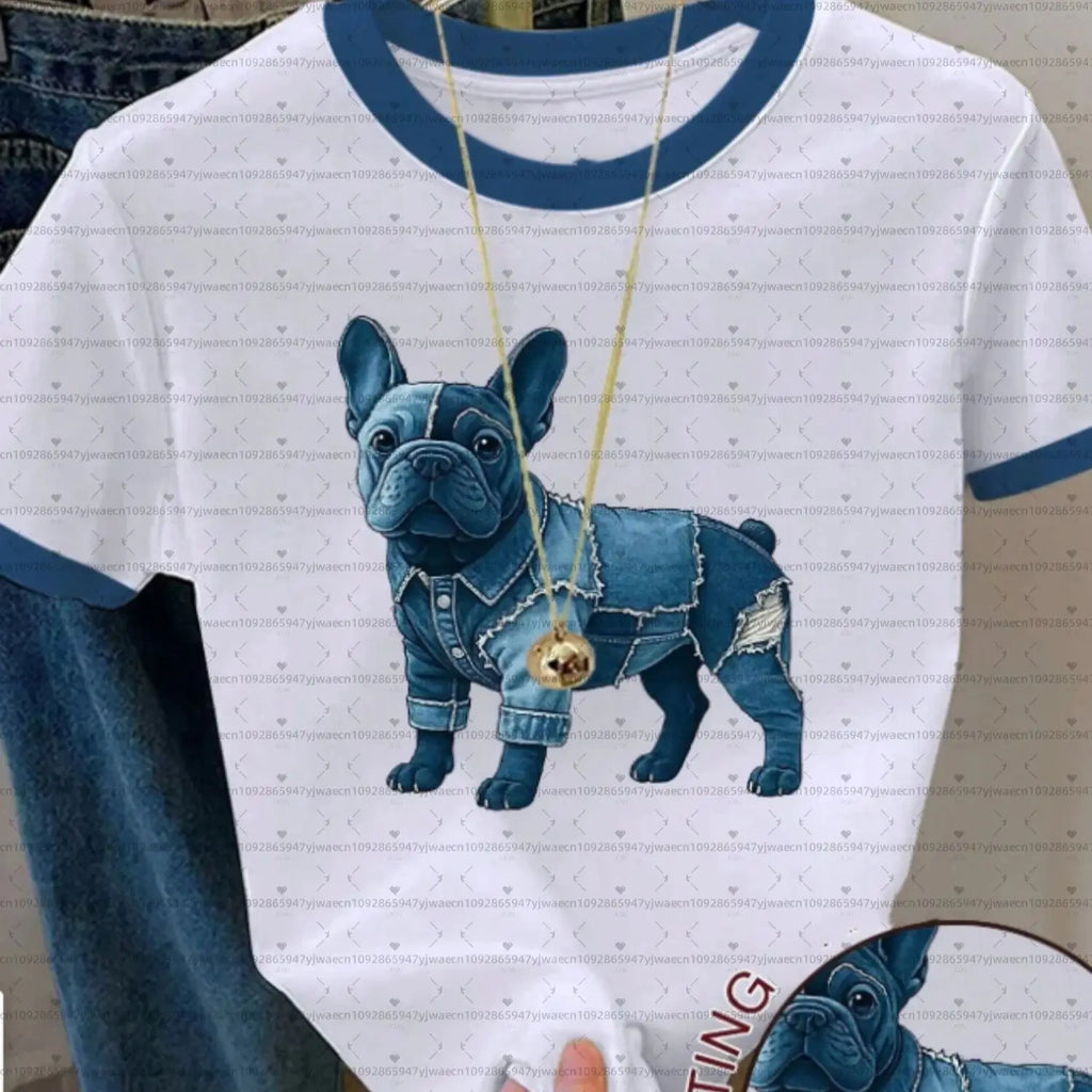 Women's Dog Print T-Shirt — Cute Puppy Design Plus Size Tee