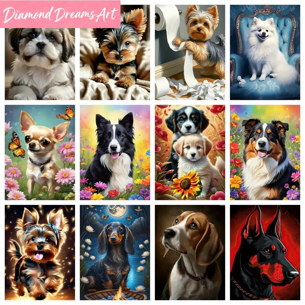 Diamond Art Painting Dog Animal 30X40cm Full Round Drill Picture Of Rhinestones Embroidery Wall Decor Cross Stitch,frameless