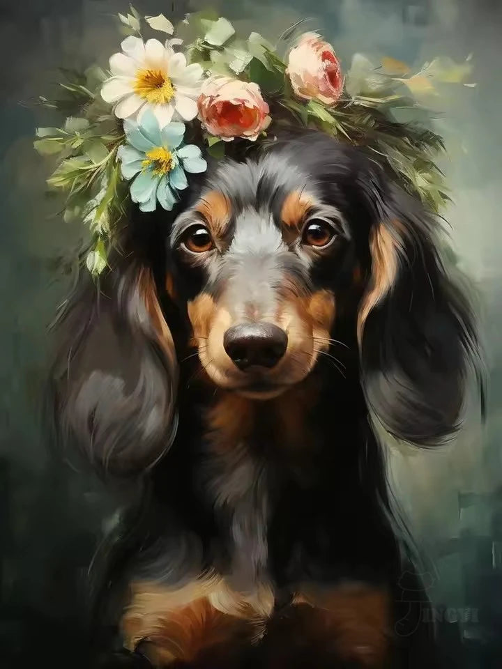 Dachshund 5D Diamond Painting Kit – DIY Dog Art Mosaic Craft for Home Decor
