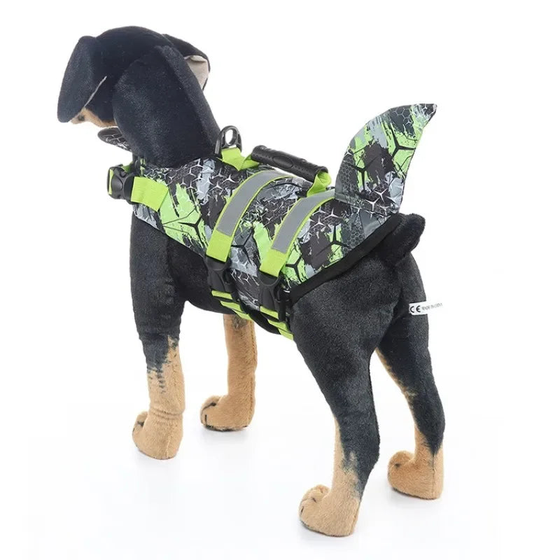 Shark Dog Life Jacket – Buoyancy Swim Vest with Rescue Handle for Dogs