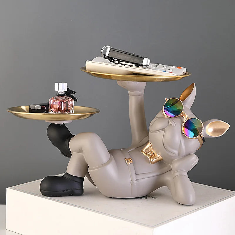 Colourful Bulldog Statue – Resin Dog Figurine for Home Decor, Shelf & Desk