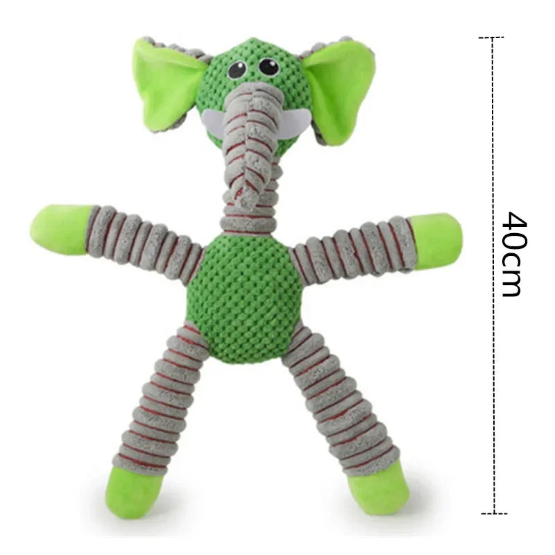 Squeaky Plush Dog Toy — Soft Animal Shape Chew & Molar Toy