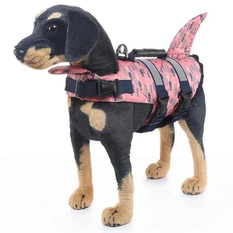 Shark Dog Life Jacket – Buoyancy Swim Vest with Rescue Handle for Dogs