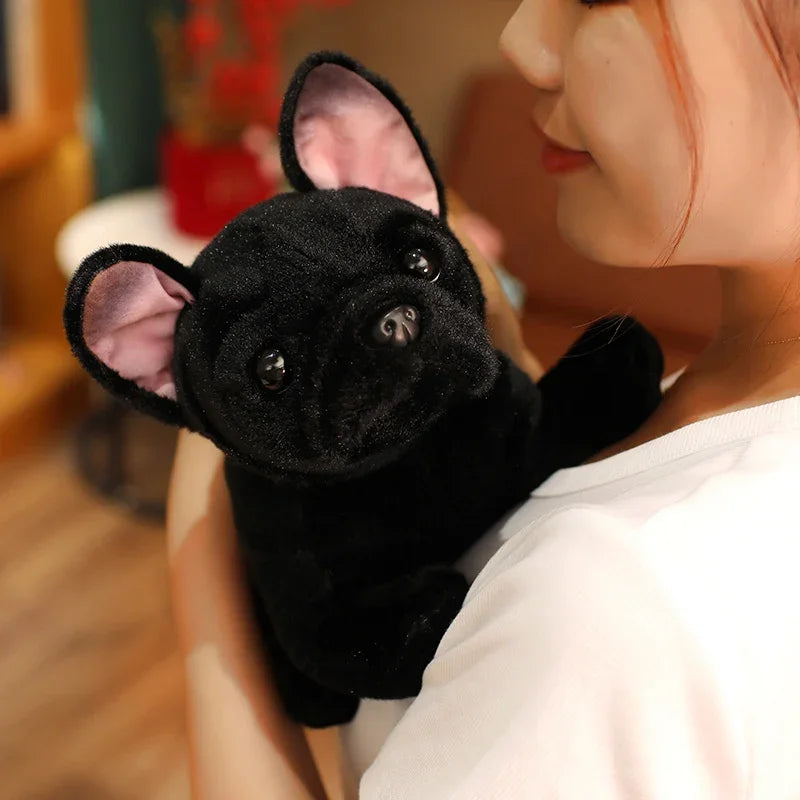 Realistic Bulldog Plush Toy – 28cm Lifelike Stuffed Bulldog in Black or Grey
