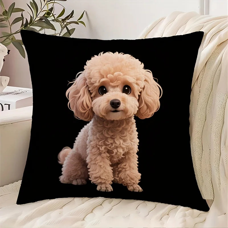 Dog Lover Oil Painting Pillow Cover — Double-Sided Print Cushion Case