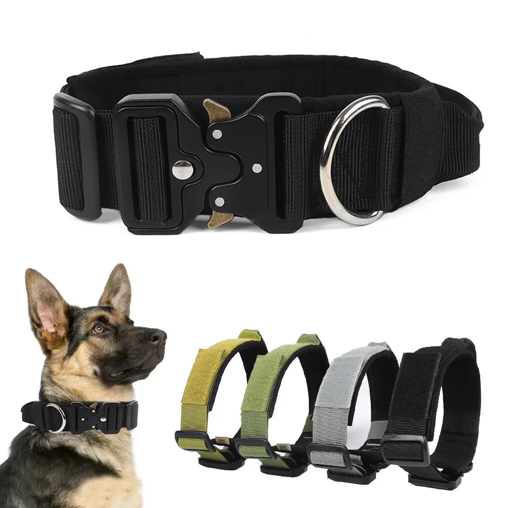 Military Tactical Dog Collar | Durable Nylon Adjustable Collar for Large Dogs