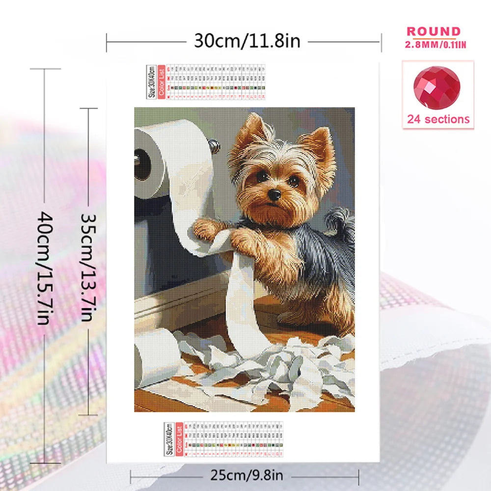 Diamond Art Painting Dog Animal 30X40cm Full Round Drill Picture Of Rhinestones Embroidery Wall Decor Cross Stitch,frameless