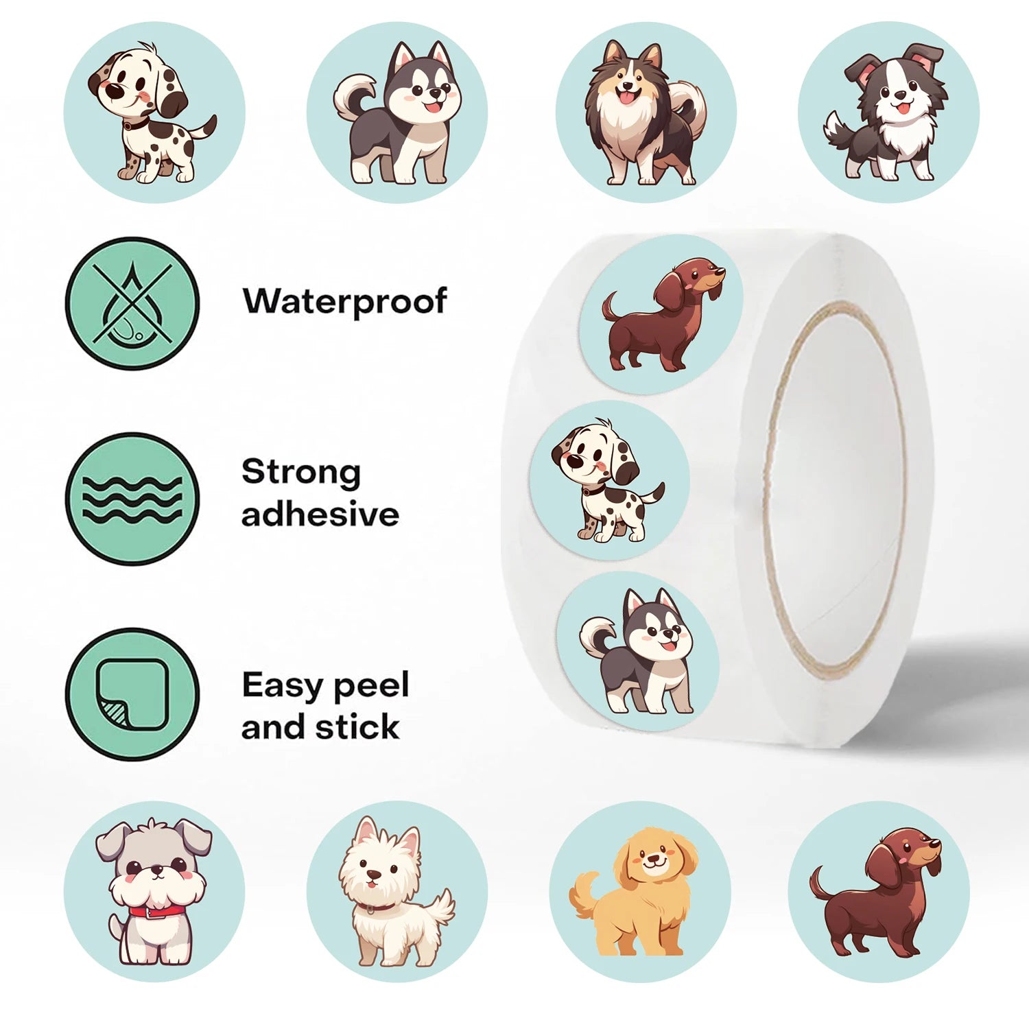 500-Piece Dog Breed Sticker Pack – Cute PVC Stickers for Laptops, Notebooks & More