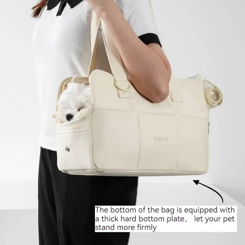 Portable Shoulder Dog Carrier Bag — Cotton Handbag for Small Dogs & Cats