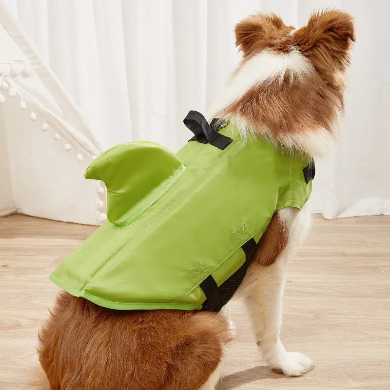 Shark Fin Dog Life Jacket – Adjustable Swimming Safety Vest with Rescue Handle