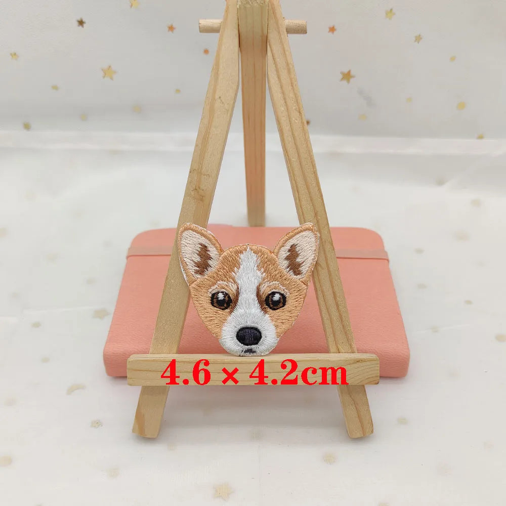 Dog Embroidery Iron-On Patch – Cute Dog Head Applique for Clothing & DIY
