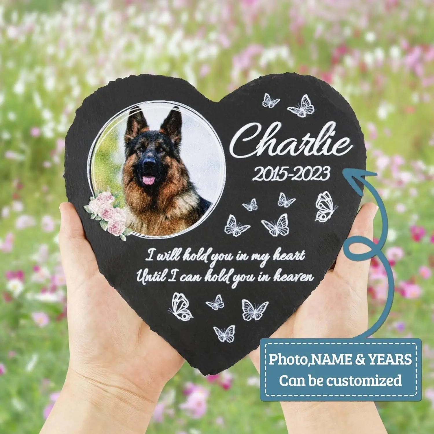 Pet Memorial Heart-Shaped Garden Stone – Personalised Cat & Dog Grave Marker