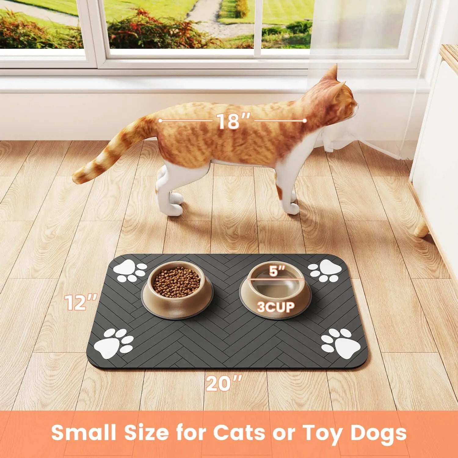 Absorbent Pet Feeding Mat with Non-Slip Waterproof Backing