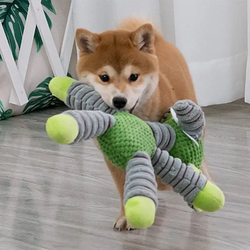 Squeaky Plush Dog Toy — Soft Animal Shape Chew & Molar Toy