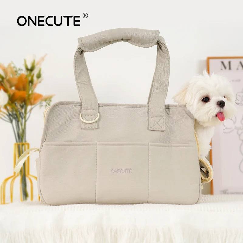 Portable Shoulder Dog Carrier Bag — Cotton Handbag for Small Dogs & Cats