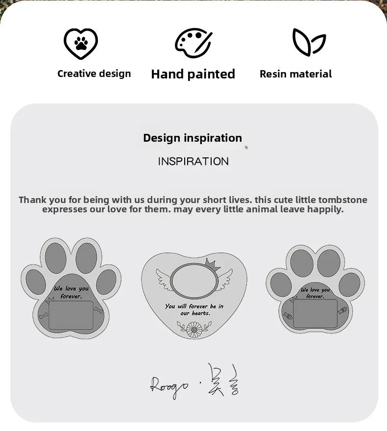 Pet Memorial Resin Tombstone – Desktop Ornament for Dogs, Cats & Small Animals