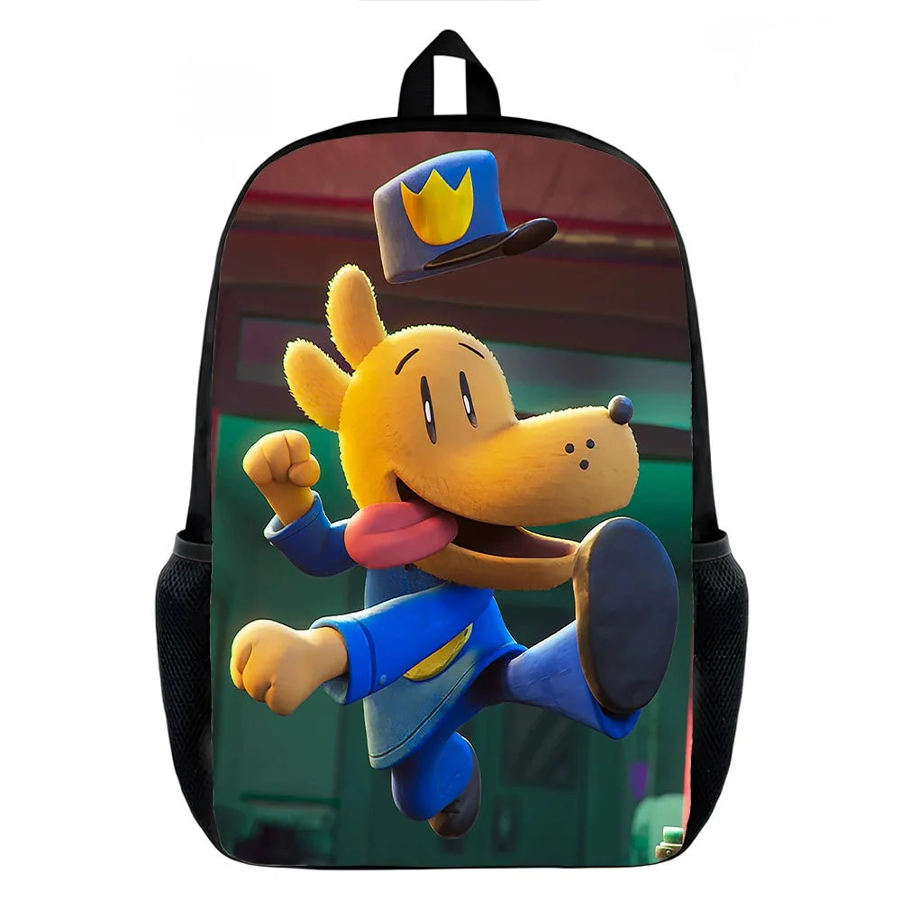 Dog Man Cartoon Backpack — Kids School Bag & Laptop Bag